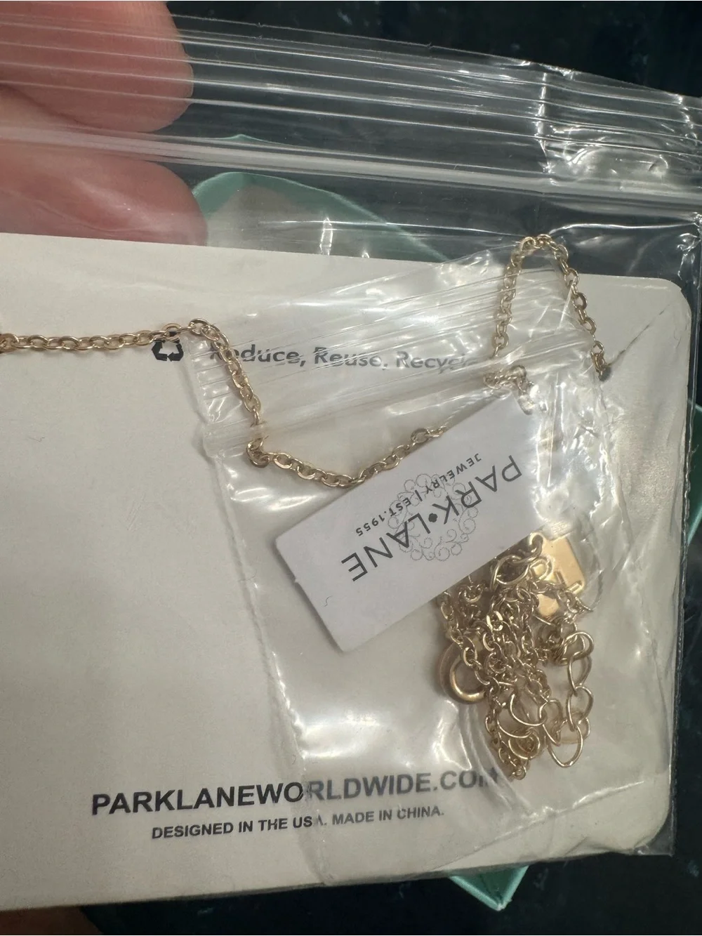 Park Lane Gold-Tone Chain Necklace with Clear Teardrop Pendant
